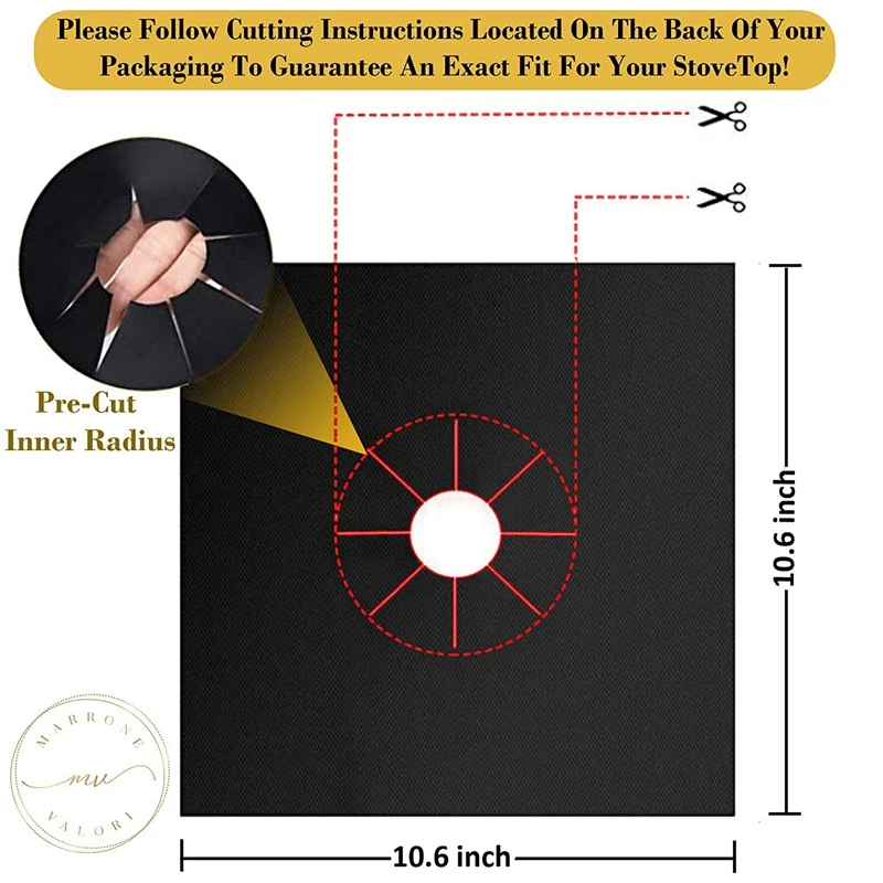 9Pcs Stove Burner Covers Cut To Fit All Models Double Thickness +(Bonus Trivet Mat)Easy Clean & Use!Gas Range Protectors. |