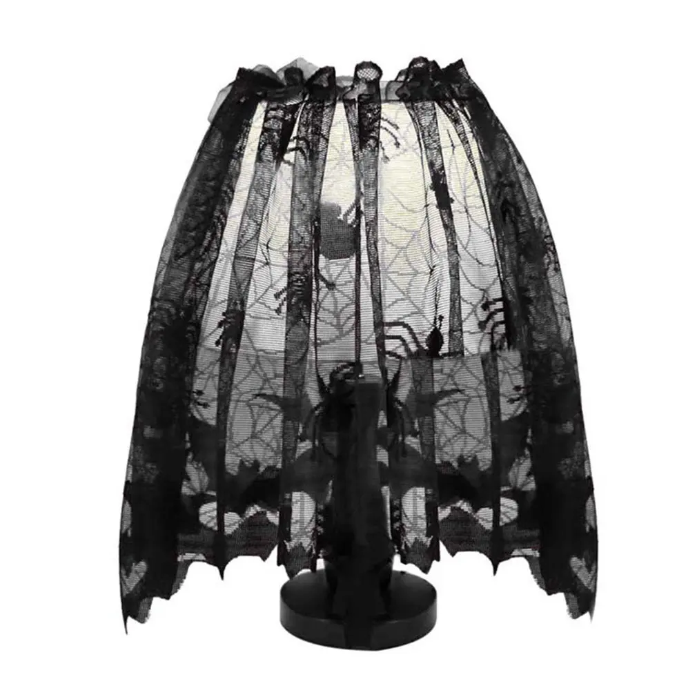 Украшение для Хэллоуина лампа оттенки черный кружевной веб камин мантия шарф