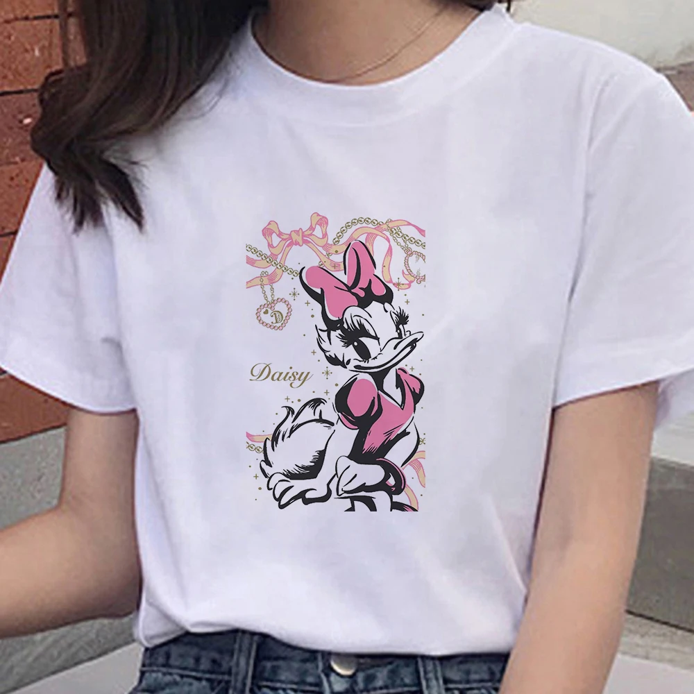 

Harajuku Disney Series Women Tshirt Cartoon Mickey Mouse Female Teeshirt White Round Neck Short Sleeves Summer Top Girl Favorite