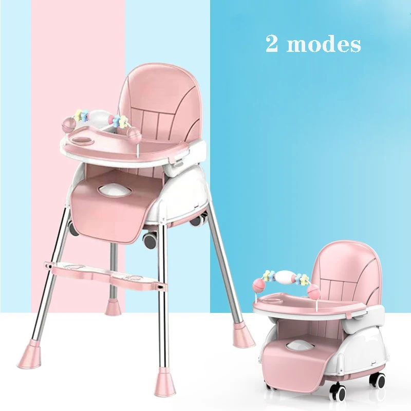 저렴한 휴대용 아기 식사 높은 의자 접이식 다기능 어린이 식사 의자, 유아 부스터 좌석 높이 조절 가능 바퀴