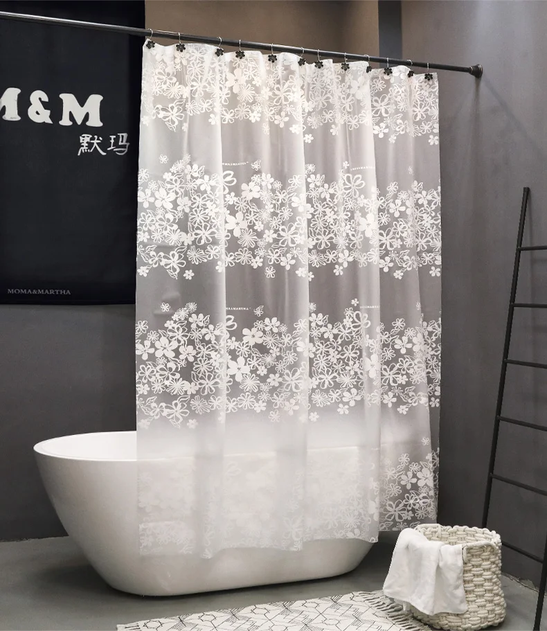

Thick Flower Shower Curtain Art Modern White Cute Girl Shower Shower Curtain Waterproof Douchegordijn Bathroom Products DG50YL