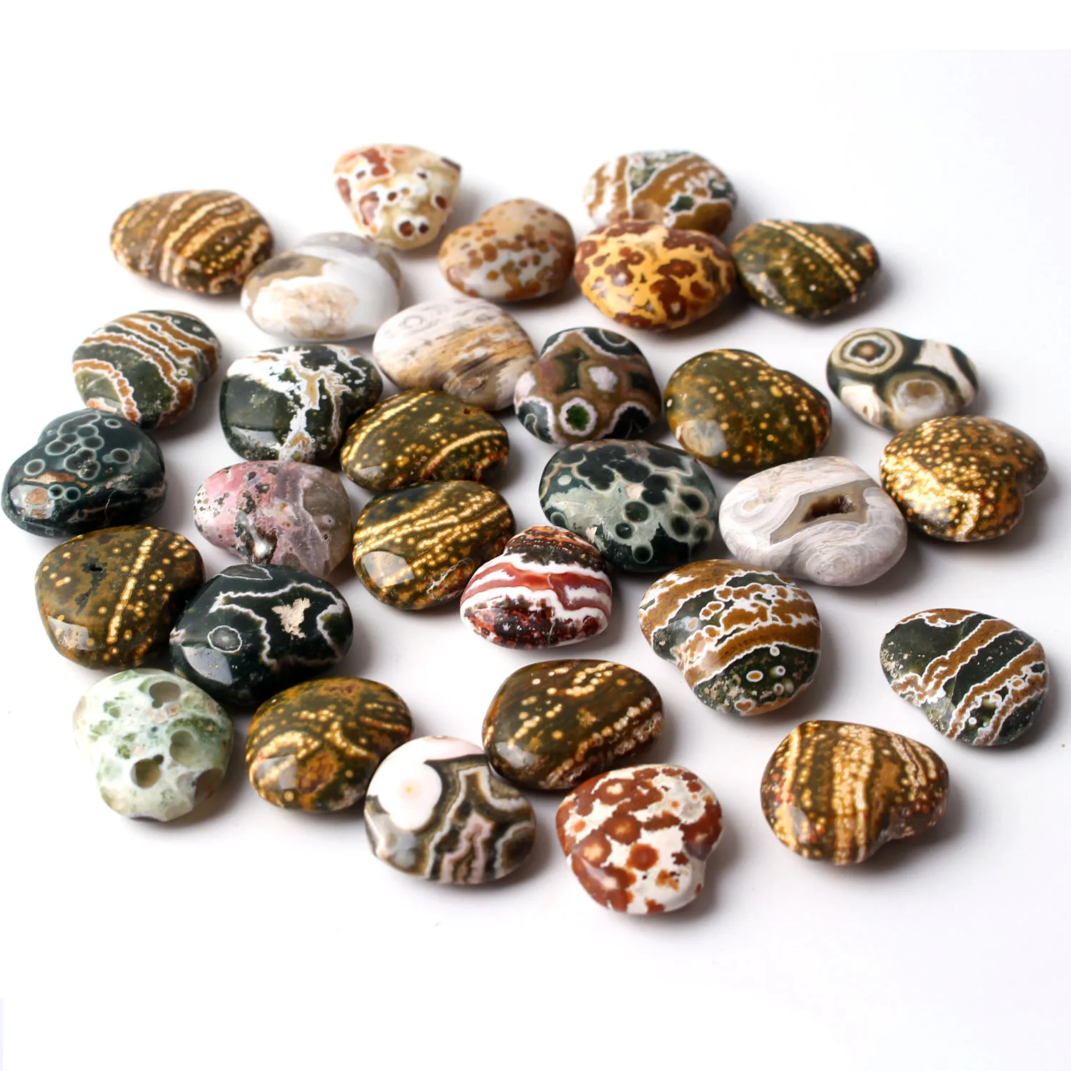 

20-30mm Ocean Jasper Love Heart Shaped Crystal Pendant Jewelry Reiki Healing