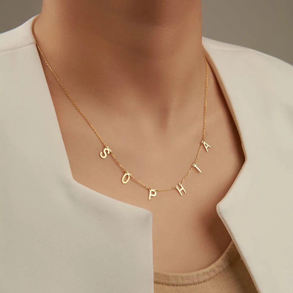 

Initial Solid Gold Necklace 14K Letter Necklace Customized Letters Necklace Name Necklace Gold Multiple Letters Necklace Gifts
