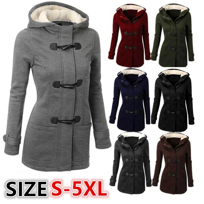 

Women Trench Coat Autumn Zipper Hooded Coat Female Long Trench Coat Horn Button Outwear Ladies ToP Pluse Size S-6XL