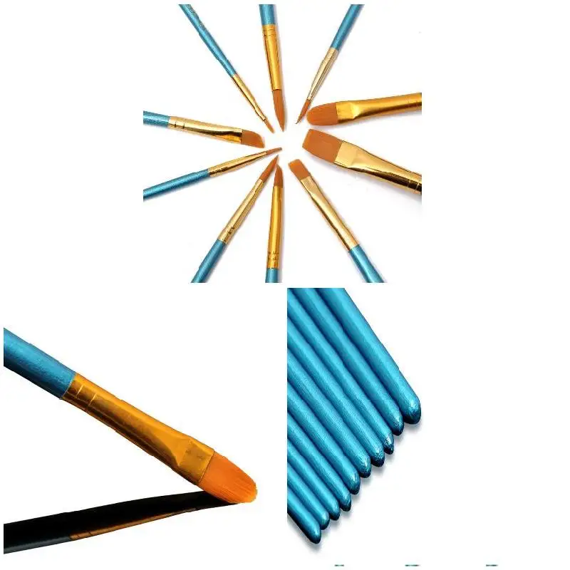 

10pcs New Nylon Wooden Handle Paint Brush Set for Kids Watercolor Gouache Drawing Painting Art Supplies GQ