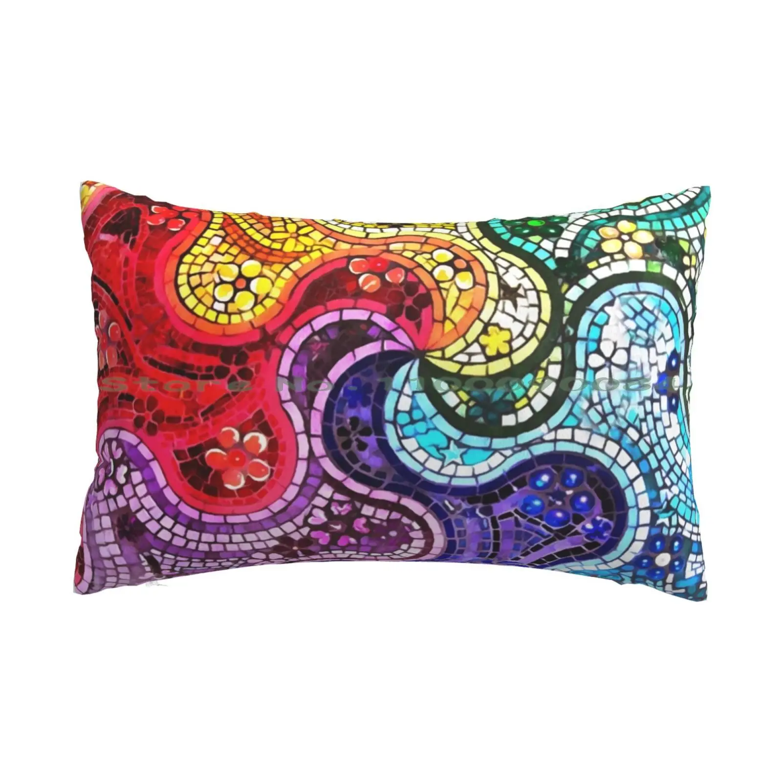 

Barselona Mosaic Pillow Case 20x30 50*75 Sofa Bedroom Colourful Colours Collage Bright Spanish Mix Patterns Stripes Squares