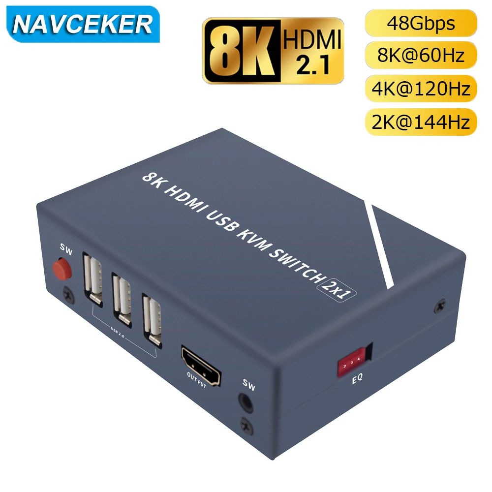 

8K HDMI-compatible Splitter 4K Switch KVM switch USB 2 in1 Switcher For computer monitor Keyboard And Mouse EDID / HDCP Printer