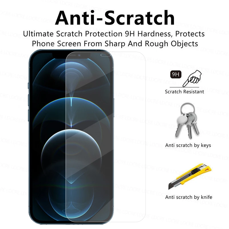 Protector de pantalla de cristal 9H para iPhone 13 Pro Max, pel&iacute;cula protectora de vidrio templado para iPhone 13 Pro Max-3