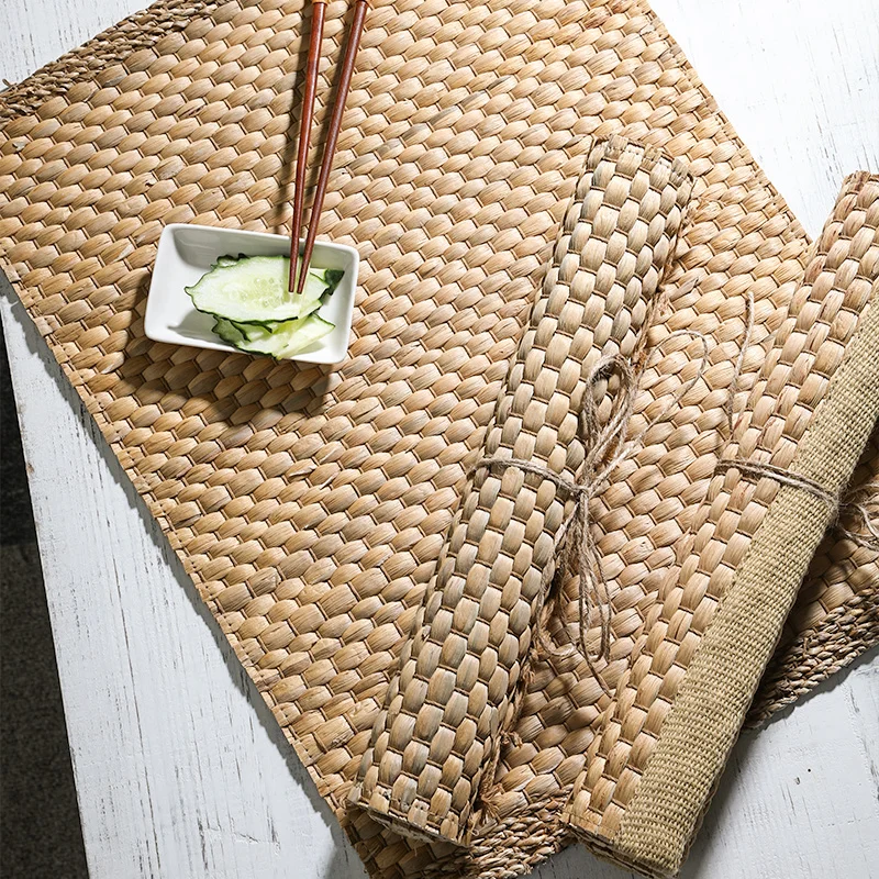 

TT Handmade Woven Placemat Heat Proof Mat Coasters Anti-Scald Coaster Simple Tea Mat Straw