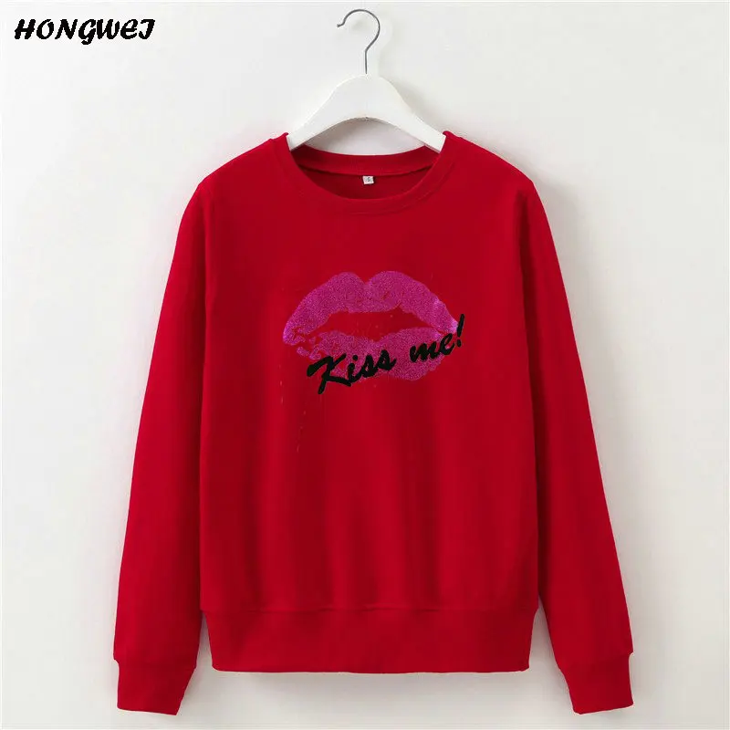 Толстовка Женская с длинным рукавом и принтом в виде губ | одежда