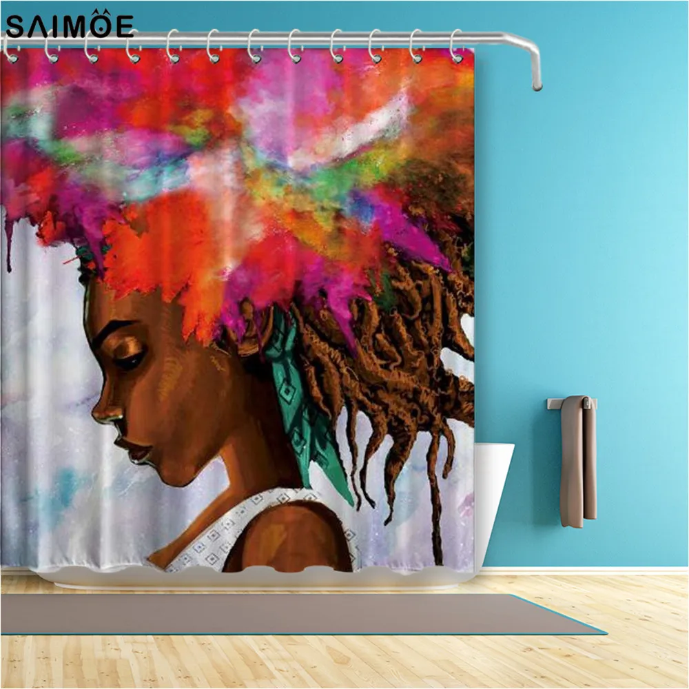 Африканская черная американская занавеска для душа водонепроницаемая ткань из