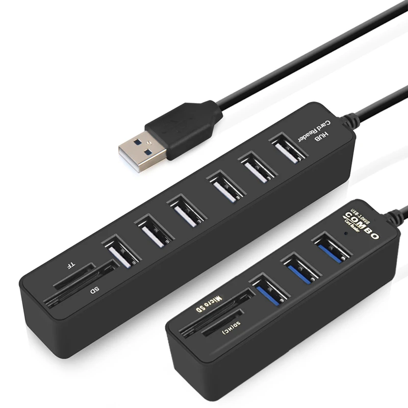 Разветвитель USB 3 0 для компьютера и ноутбука с кардридером SD карт|USB-хабы| | - Фото №1