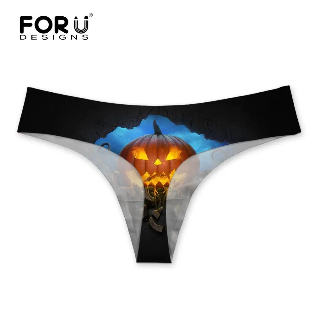 FORUDESIGNS женские стринги с 3D принтом Джек-о-фонарик женское нижнее белье трусики