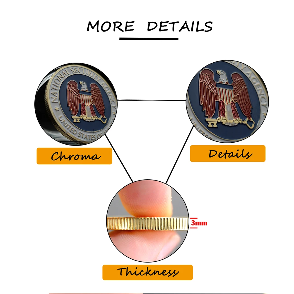 5 шт. Агентства национальной безопасности США Памятные золотые коллекционные