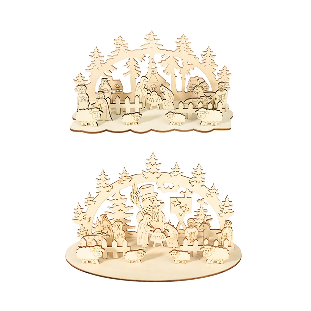 Christmas Gift Desk Wooden nativity Decoration Chalet Forest Home Party Decorations Xmas New Year Cute Ornaments
