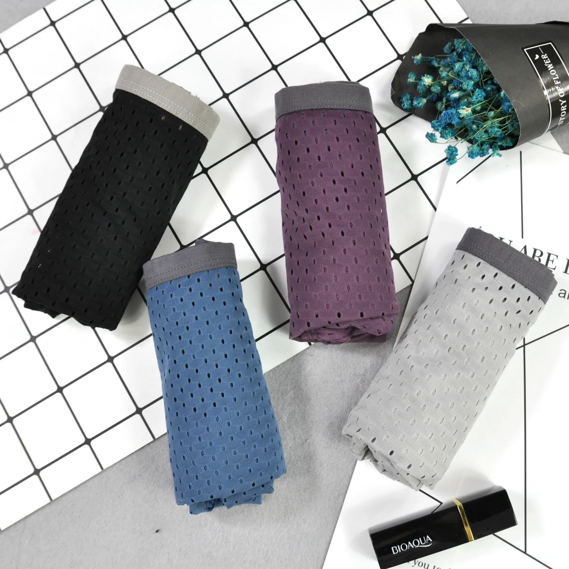 4 шт. упак. мужские трусы боксеры дышащие с отверстиями ультрамягкие Трусы