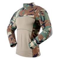 knitted shirt ls long sleeve strech woodland camouflage cotton tactical combat shirt for men