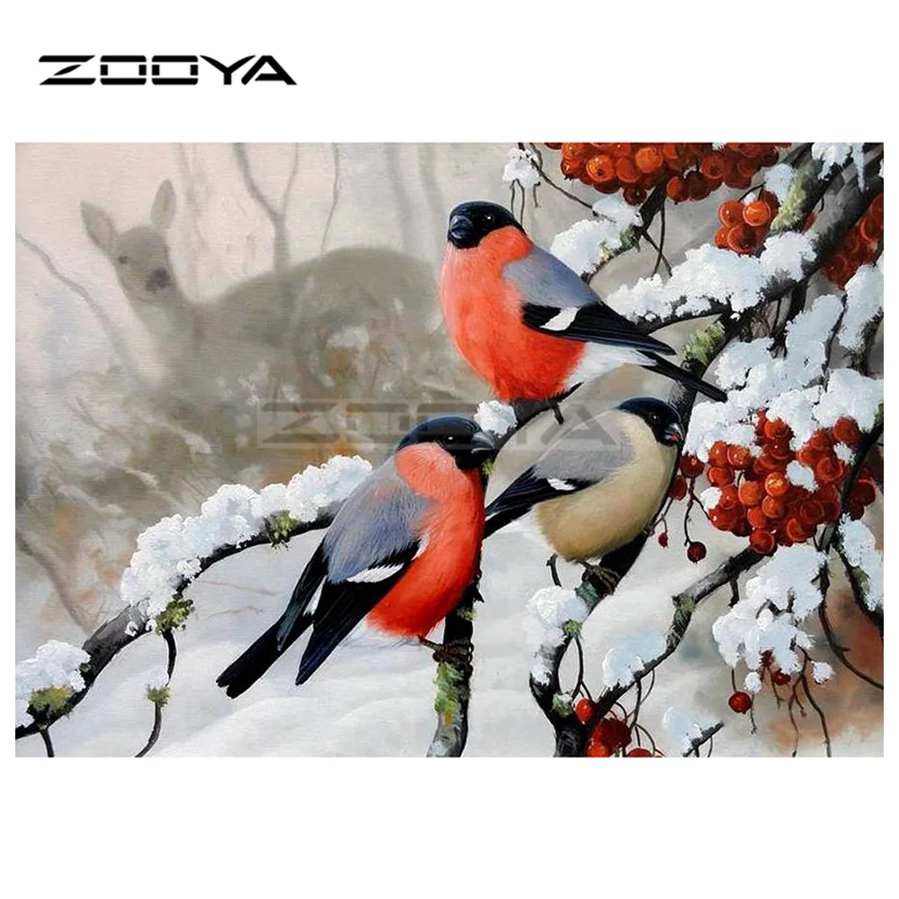 BK410-1 ZOOYA DIY Алмазная вышивка птичьи ветки снежное дерево Пейзаж алмазная живопись полная дрель вышивка крестиком Мозаика Украшение BK410 - Цвет: BK410-1