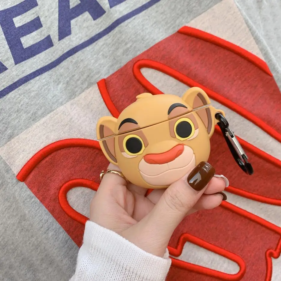 Милый силиконовый чехол для наушников с 3D рисунком льва Simba для Apple, новинка AirPods 1/2, беспроводная bluetooth-гарнитура - Цвет: shizi