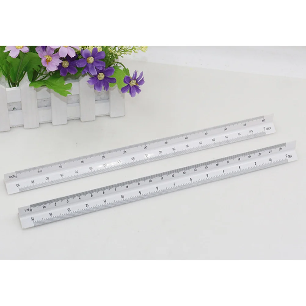 

2pcs Triangular Drawing Rule Three-edged Scale Ruler for Angle Measurement Student School Office Supply (30CM Huge Comparison