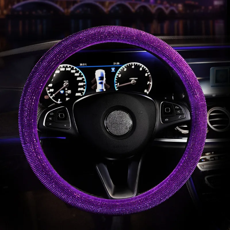 Прекрасный женский чехол рулевого колеса автомобиля с Блестящие кристаллы 38 см