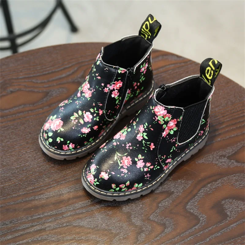 Детские Нескользящие ботинки на плоской подошве с принтом|kids boots shoes|girls shoesboots kids
