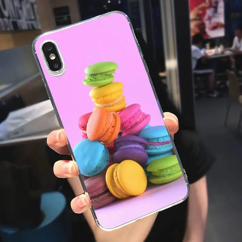 

Macaron Food Dessert ice cream Phone Case Transparent soft For iphone 5 5s 5c se 6 6s 7 8 11 12 plus mini x xs xr pro max