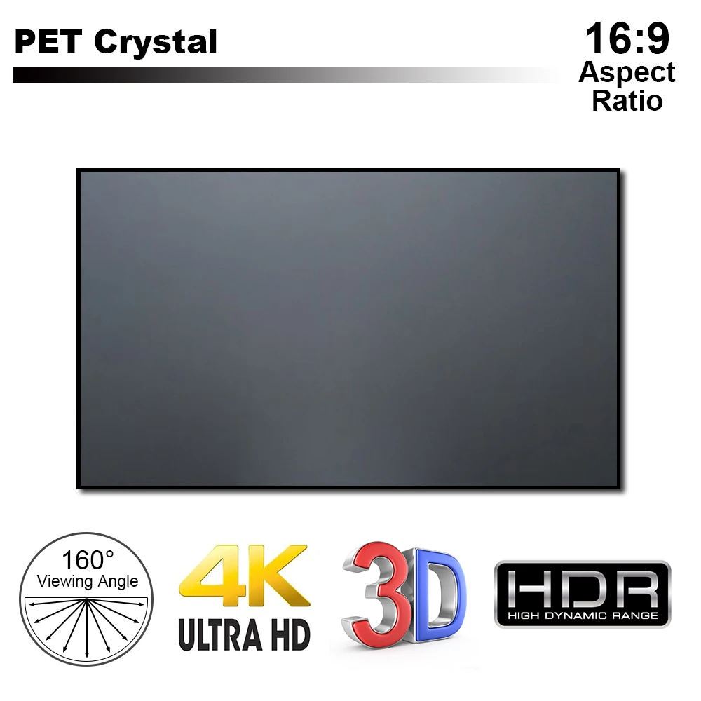 

80 - 120 inch Home Theater UST ALR PET Crystal Ambient Light Rejecting Projection Screen for Ultra Short Throw Projectors