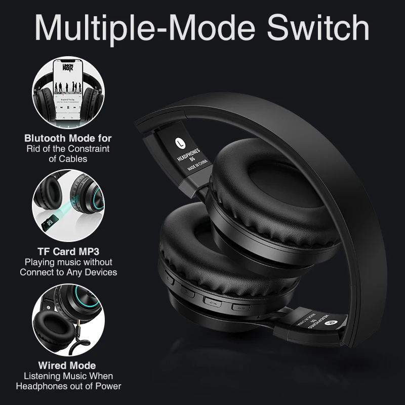 Picun B6 беспроводные наушники Bluetooth HiFI стерео Складная гарнитура светодиодный