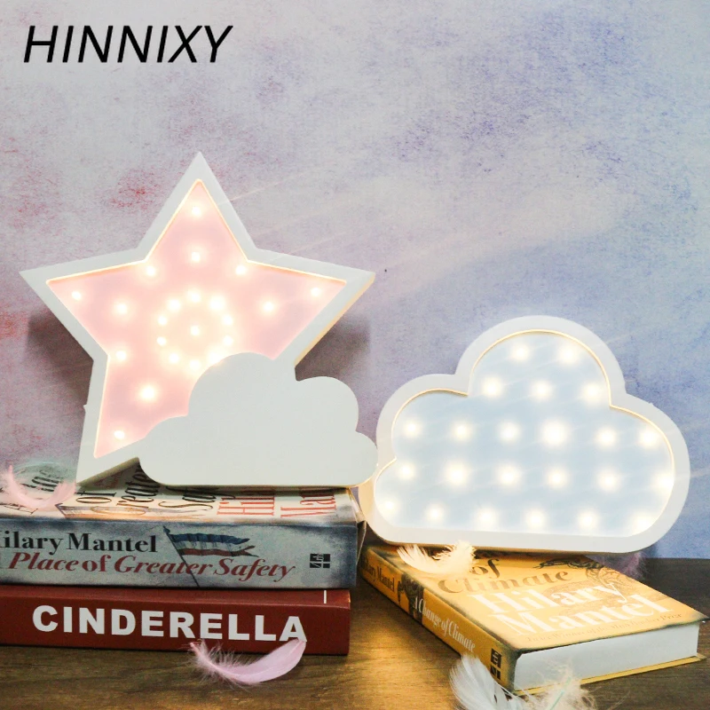 Hinnixy карамельный цвет деревянный ночной Светильник s Crown автобус звезда луна лампа Настенный подвесной стол украшения для спальни домашний Декор Светильник