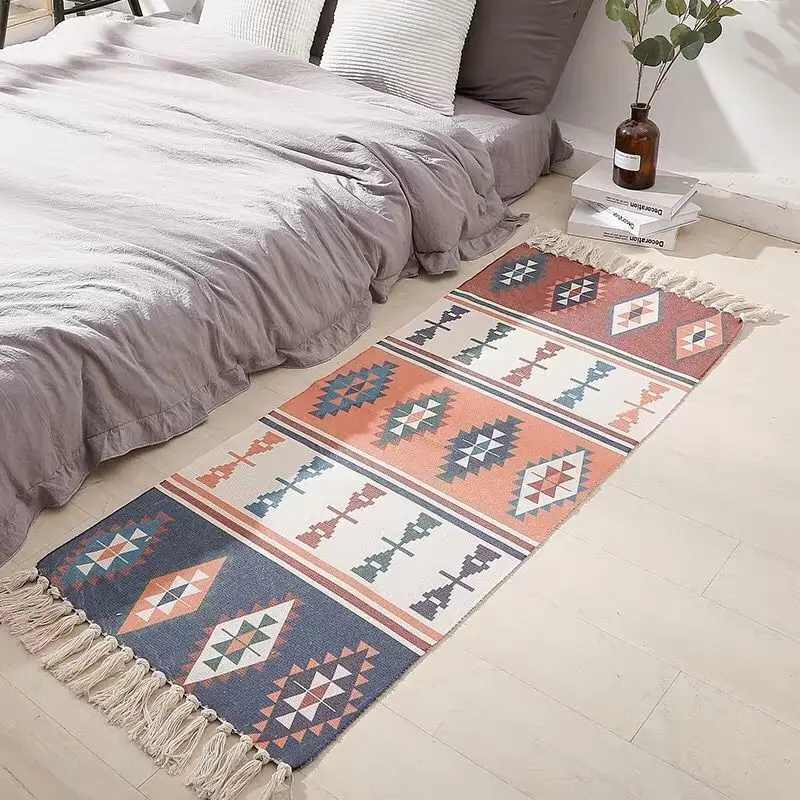 

Ethnic Cotton And Linen Small Rug Bedroom Floormat Washable Tatami Mat Seat Area Rugs Carpets For Living Room Decor