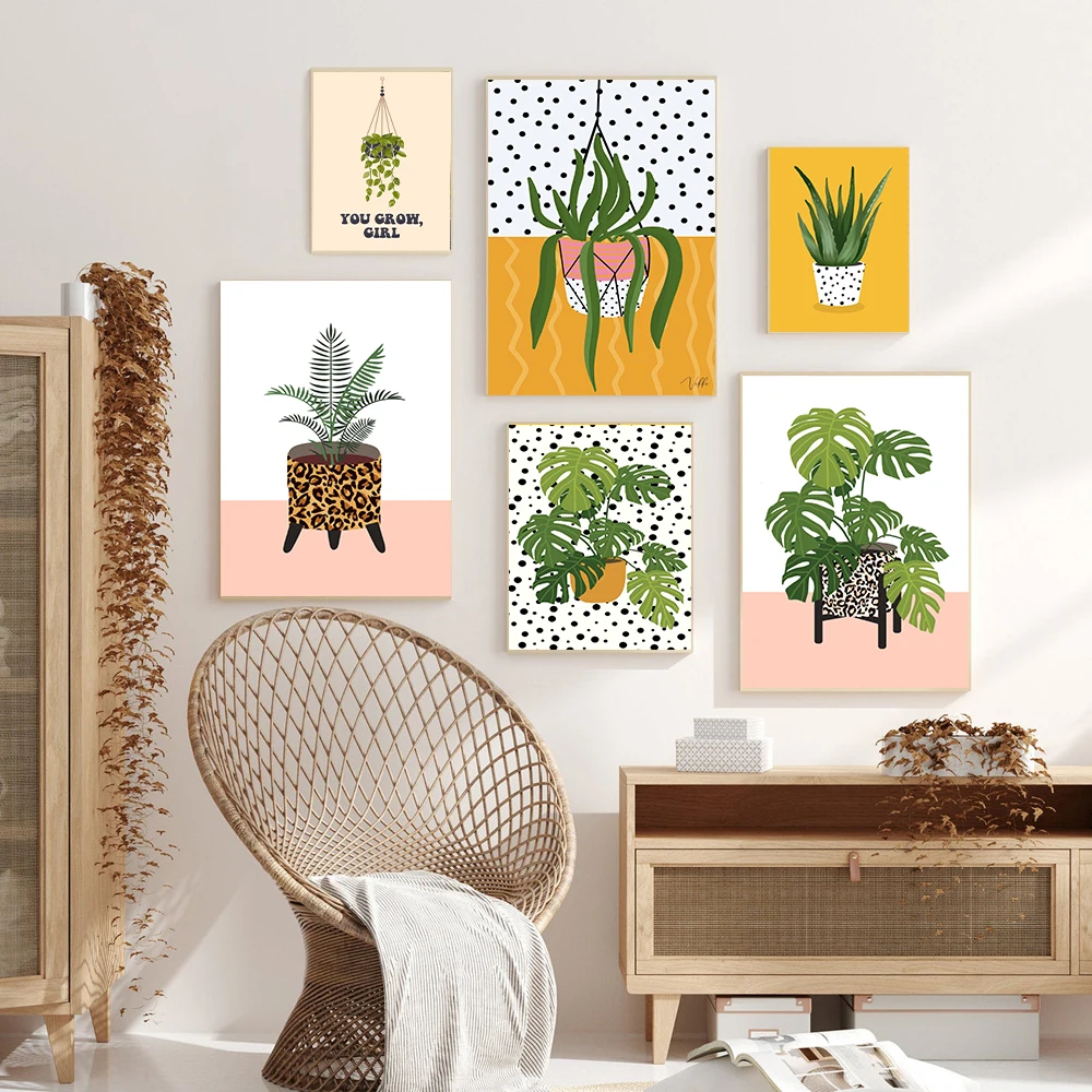 Постер бохо ботаническая Картина на холсте для ванной комнаты тропические