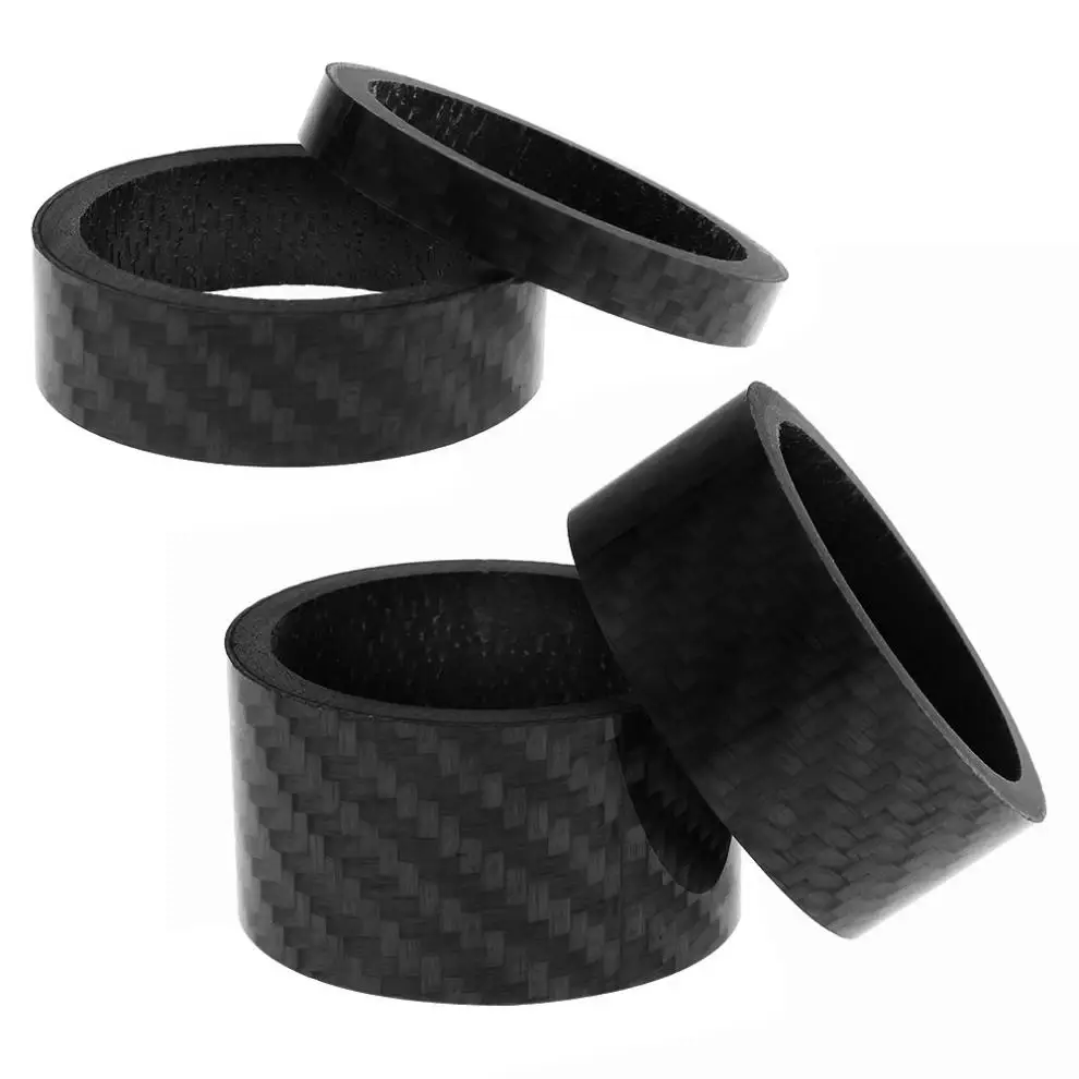4pcs 1 1/8&quot 3K Glassy High Strength Durable Carbon Fiber Bike Fork Headset Spacer 5/10/15/20mm for Road / Mountain Bicycle | Спорт и
