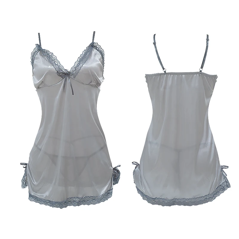 Атласная ночная рубашка с глубоким v-образным вырезом шелковое нижнее белье без