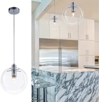modern mini globe pendant light chrome contemporary clear glass orb pendant lighting for kitchen island dining room