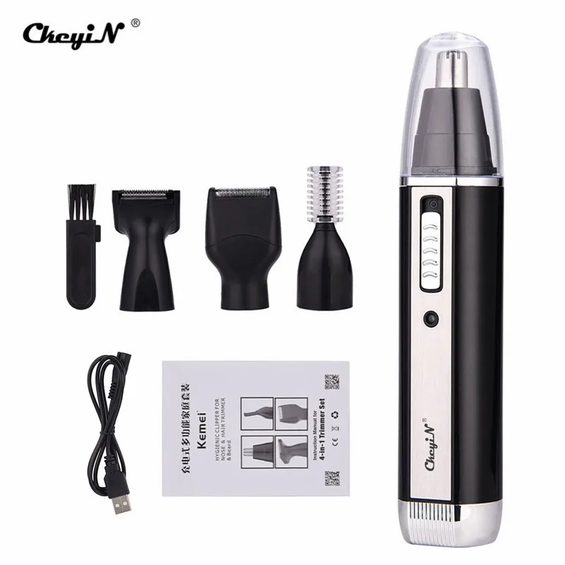 

4 In 1 Electric Nose Ear Trimmer USB Rechargeable Shaver Men Hair Removal Nose and Ear Eyebrow Trimmer Safe Clipper for Men