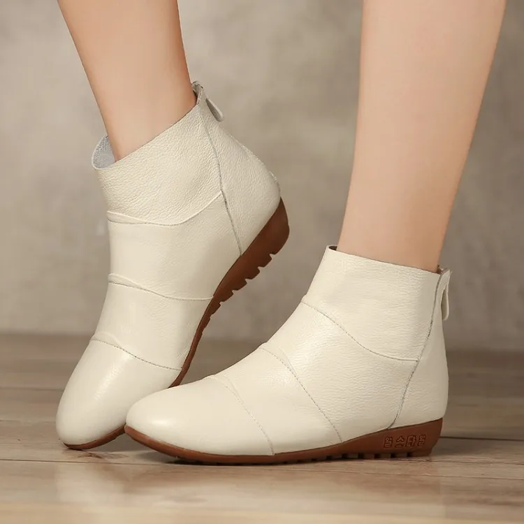 Женские ботильоны зимние ботинки на плоской подошве с мягкой кожаной подошвой