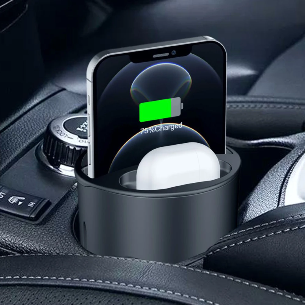 Cargador r&aacute;pido QI para coche inal&aacute;mbrico, taza para IPhone 12 11 Pro Max XS XR 8 Plus, soporte de carga inal&aacute;mbrica para Samsung S21 S20/Note10-5