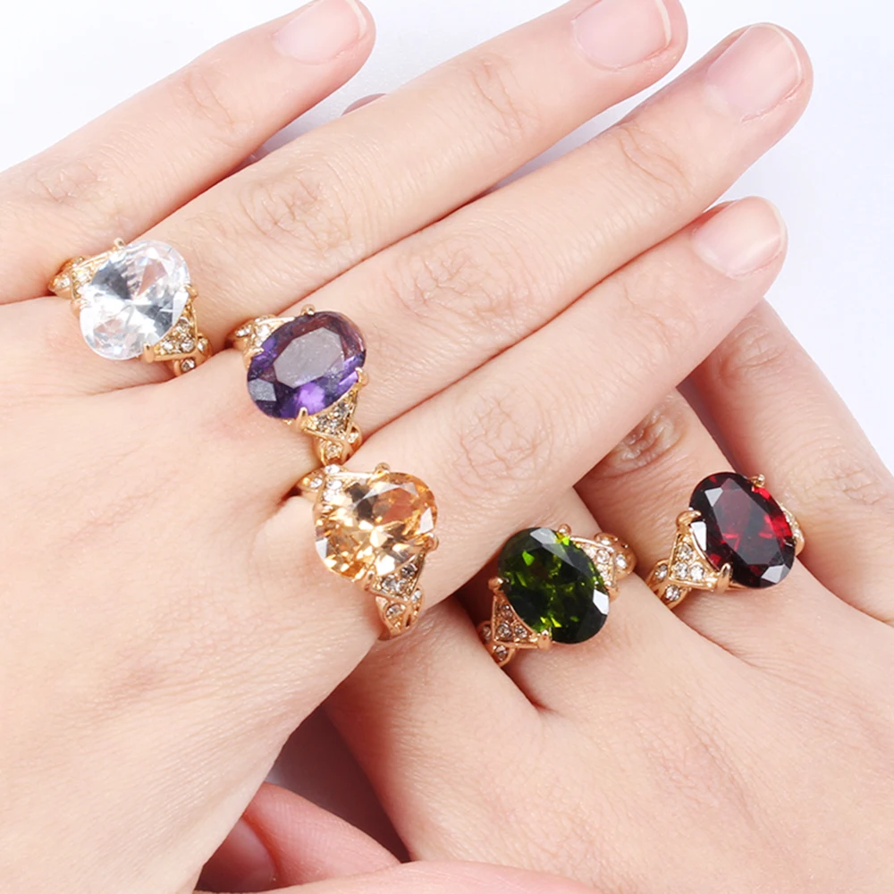 Кольцо с фианитом ААА + женское овальное Золотое кольцо инкрустацией в виде когтя