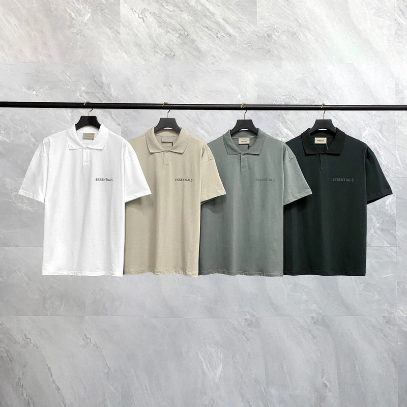 

21ss Essentials Style Men's Polo 100% Cotton Short Sleeve Oversize Polo Shirt Men Hip hop Streetwear tops male