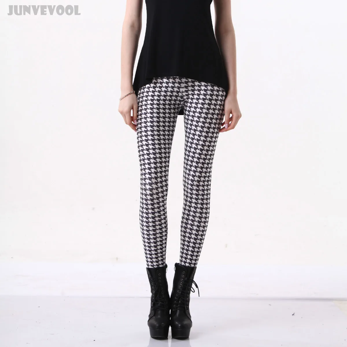 Леггинсы женские леггинсы брюки черно белые в сетку с принтом кота лоскутные