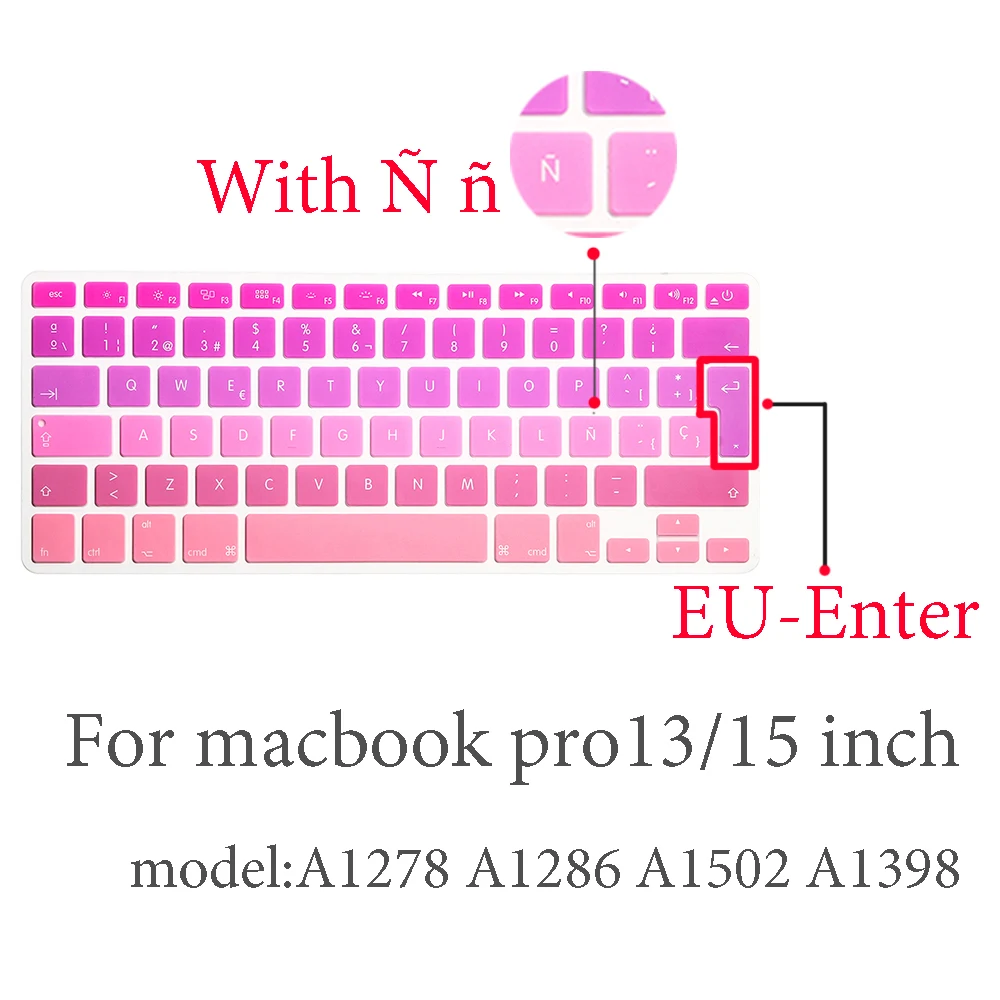 Испанская Защитная пленка для клавиатуры для Mac Book pro 13 A2159 pro13 retina air A1466 A1708A1989A1932 EU-key силиконовая крышка клавиатуры