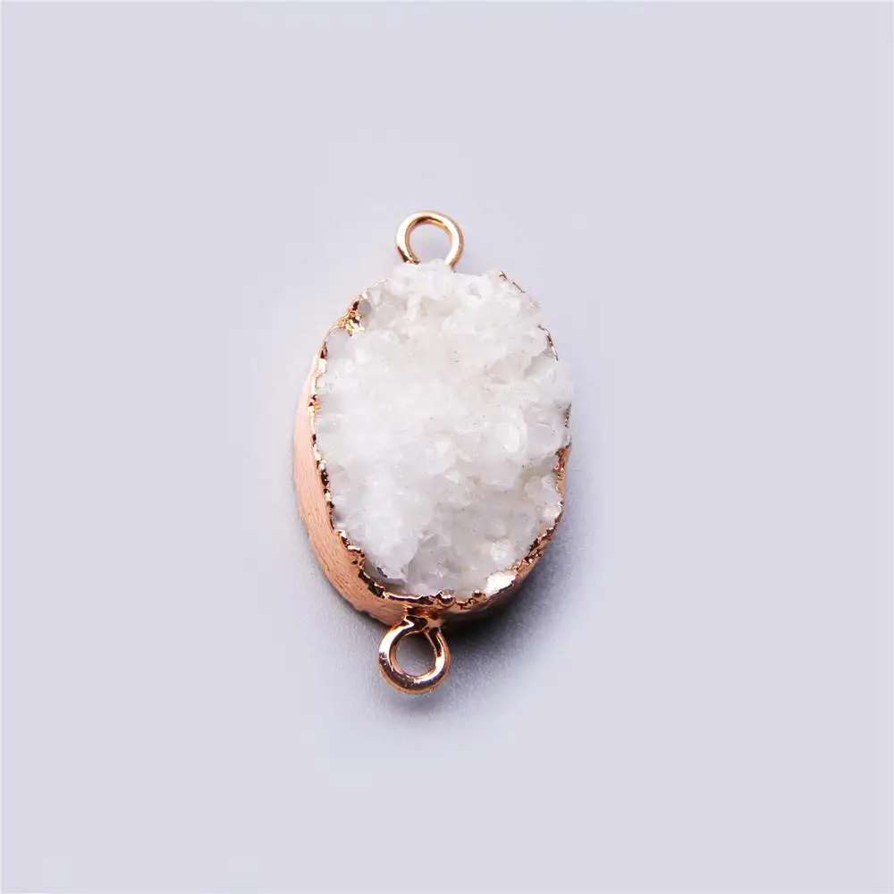 white Натуральный белый кулон agates Druzy Slice соединители Позолоченные синие Агаты Drusy подвеска соединитель Подвески ожерелье в поисках розового drusy - Окраска металла: white