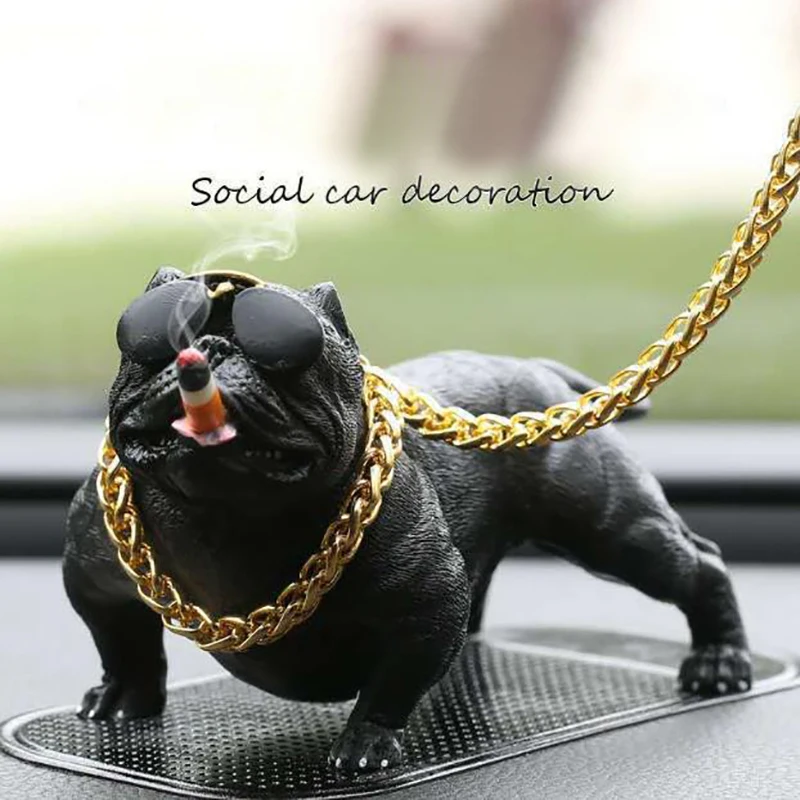 

Car Dashboard Ornament Bully Pitbull Dog Doll Auto Interior Accessories Ornaments Cute Chritmas Gift Creative Home Decor