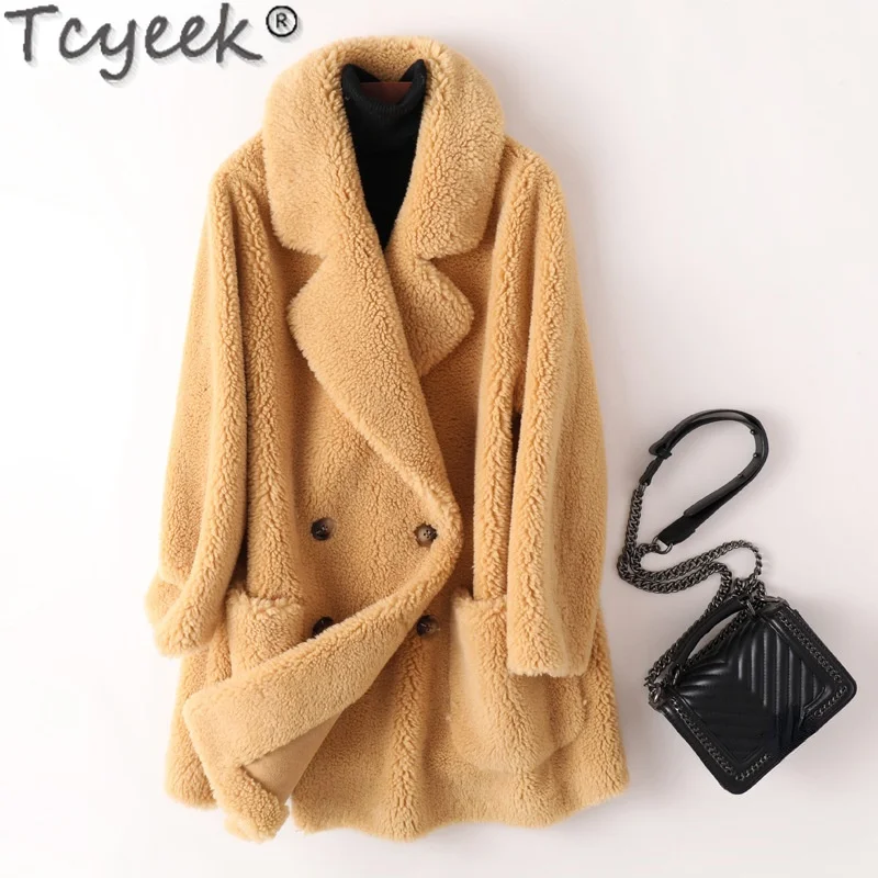 Tcyeek 2021 Winter Casual Sheep Shearing Coat Female Korean Real Wool Jackets Women's Fur Coats Casaco Feminino Inverno Gxy921