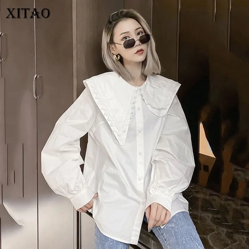 XITAO необычная кружевная блузка модная новинка 2019 зимняя длинный рукав элегантная