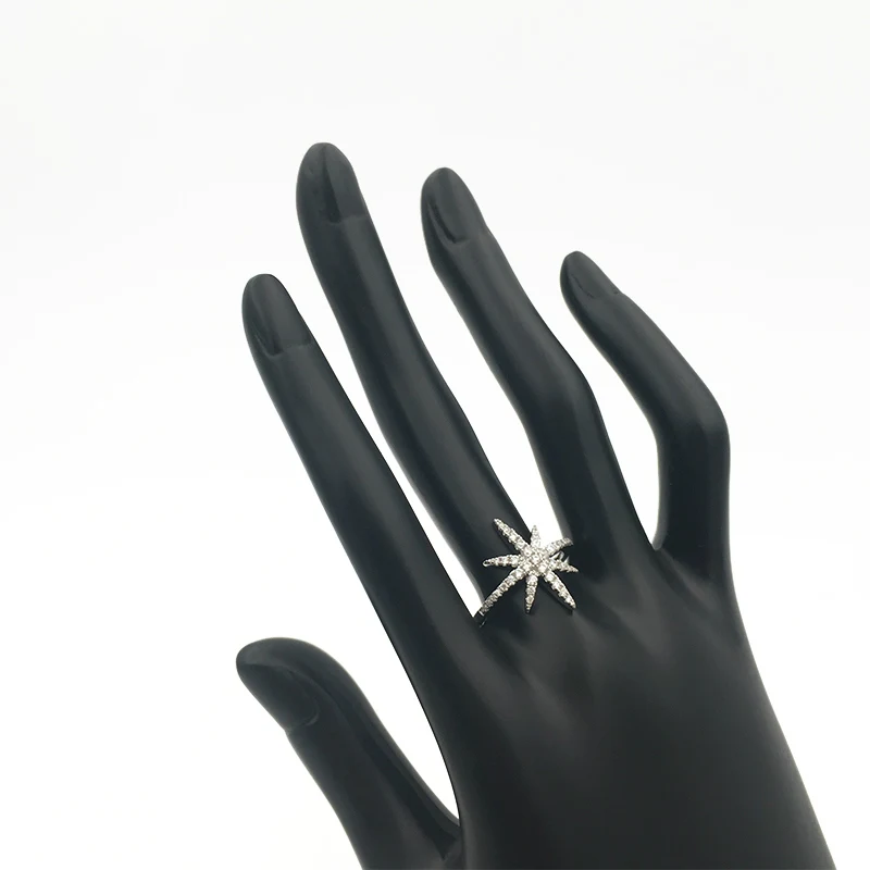 Серебряное модное кольцо со звездами для женщин кубический цирконий Простые