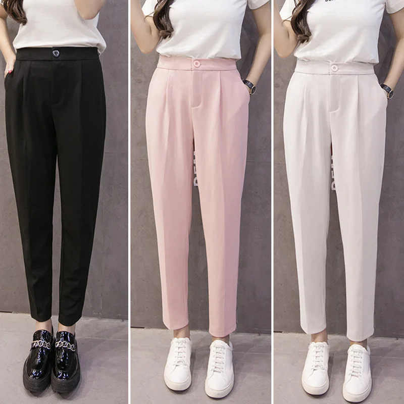 Женские шифоновые шаровары повседневные однотонные свободные штаны с