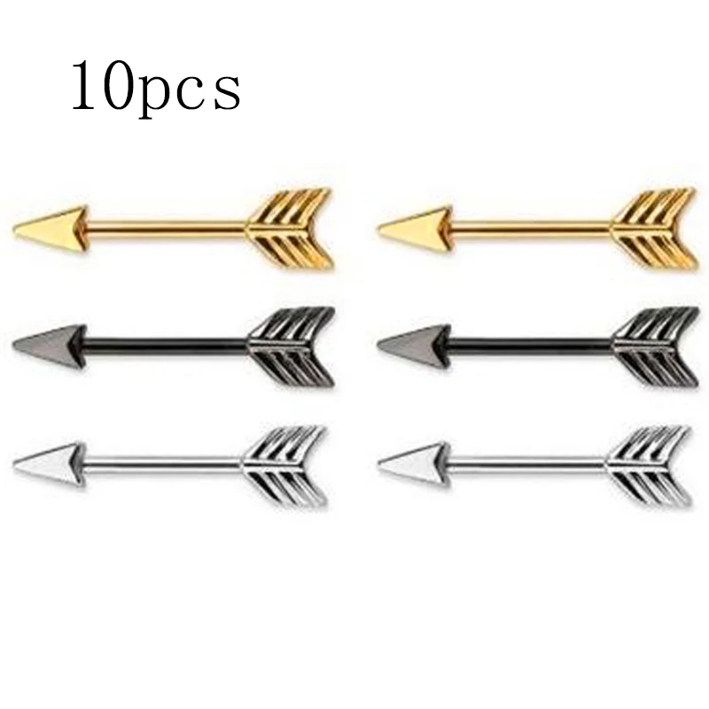 10 шт нержавеющая сталь щит пирсинг прямой Спайк штанга бижутерия для тела