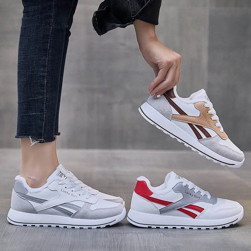 

Женские кроссовки с бархатной подкладкой Forrest Gump, теплые спортивные кроссовки в Корейском стиле, белые, для зимы, 2021